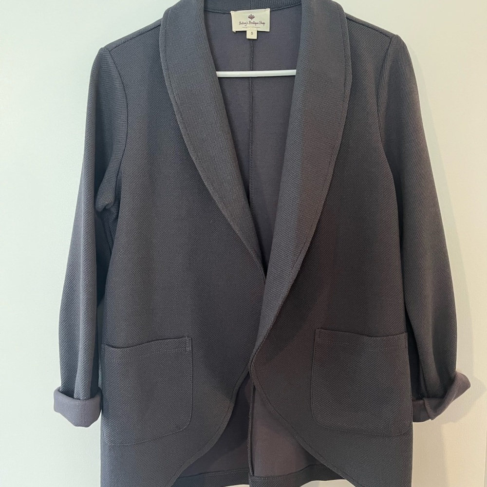 Gray Shawl Collar Blazer with Relaxed Fit